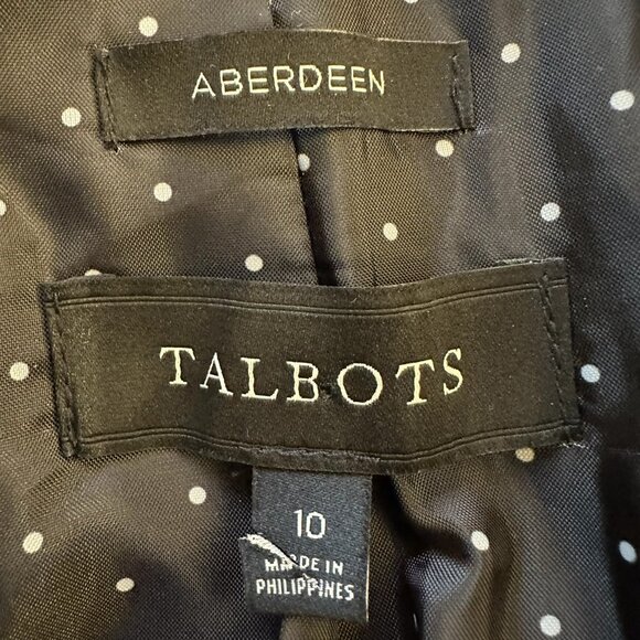 Talbots Aberdeen dark blue, light blue, gray houndstooth wool jacket lined Sz10 - Picture 8 of 9